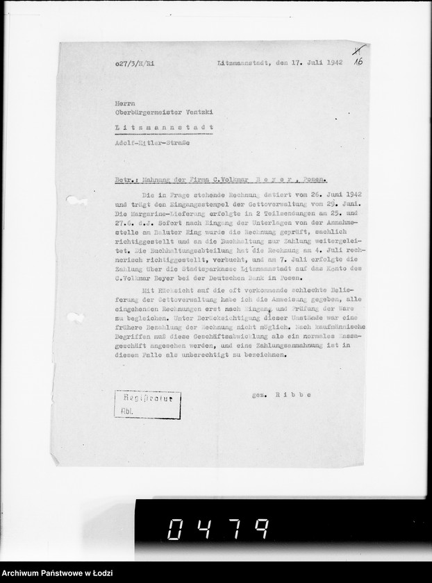 Obraz 20 z jednostki "Akten betr.Correspondenz an Hern Oberbürgermeister und Bürgermeister"