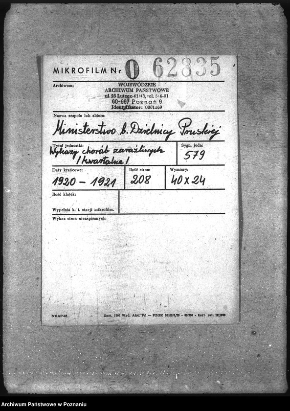 Obraz 2 z jednostki "Wykazy chorób zaraźliwych [kwartalne]"