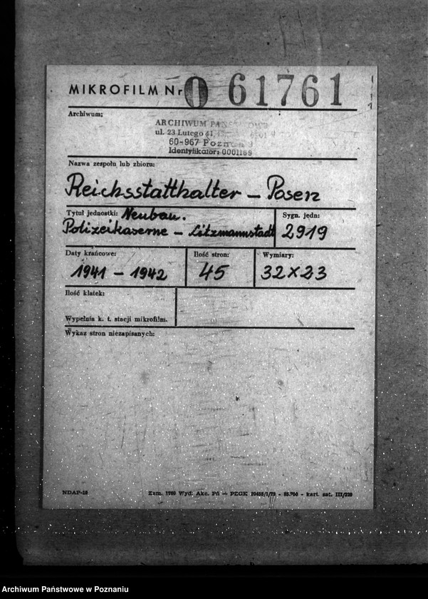 Obraz 2 z jednostki "Neubau. Polizeikaserne - Litzmannstadt"