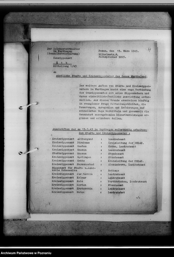 Obraz 8 z jednostki "Mittelungsblätter an die Kreissippenämter für das Geschäftsjahr 1943/44"