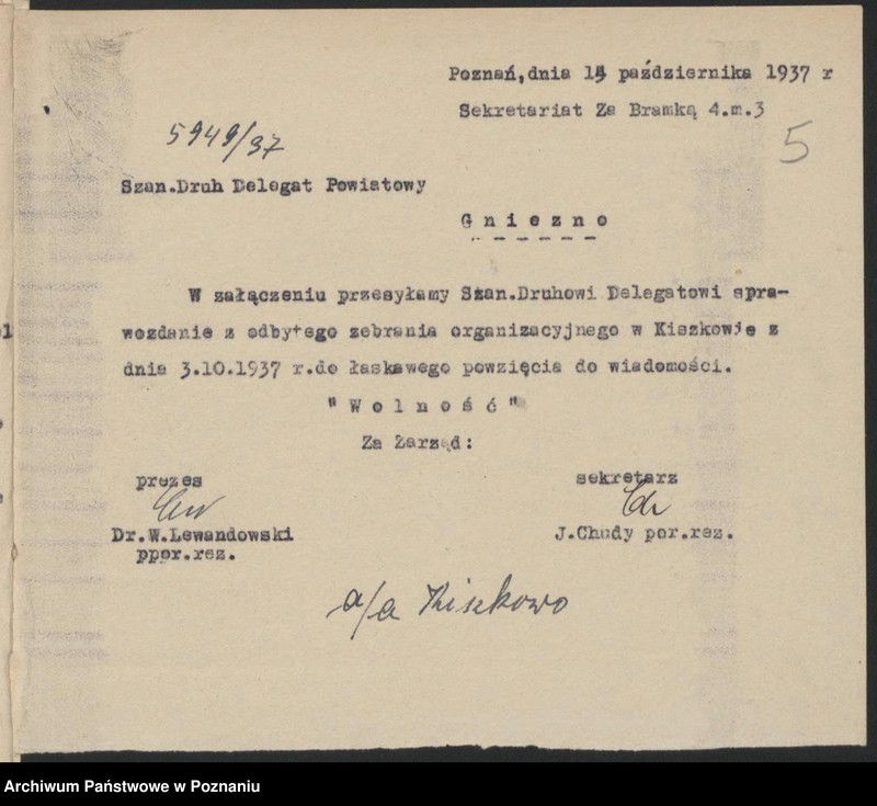 Obraz 9 z jednostki "Kiszkowo, powiat Gniezno akta koła."