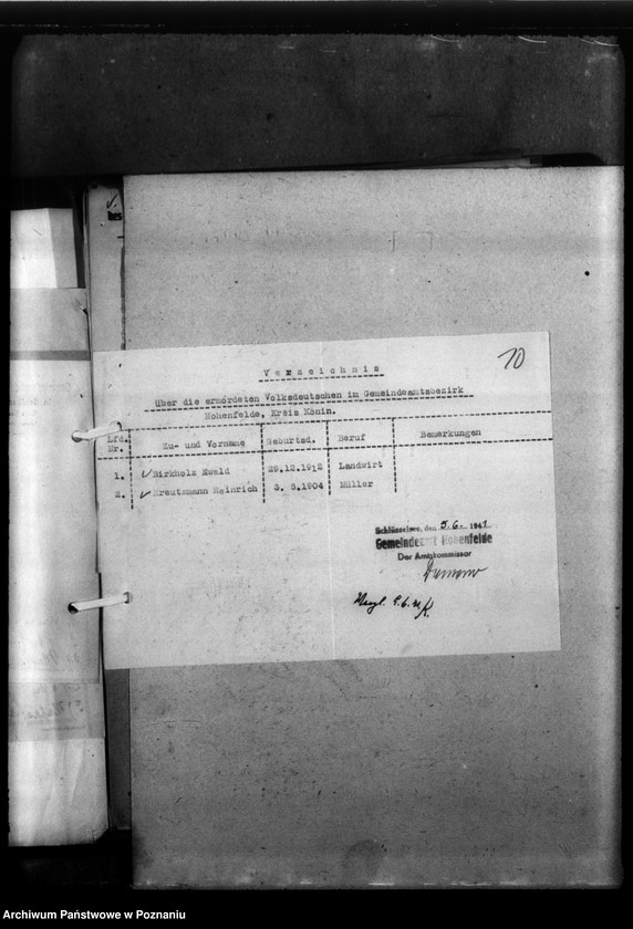 Obraz 14 z jednostki "Kreis Konin. Zgłoszenia zmarłych i zaginionych miejscowych Niemców w 1939 roku"