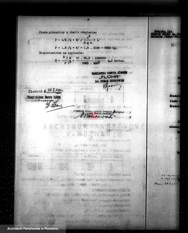 Obraz 9 z jednostki "Zatwierdzenie projektu zakładu przemysłowego i urządzenia dźwigu towarowo - osobowego w Fabryce Szkła Ujście pow. chodzieski"