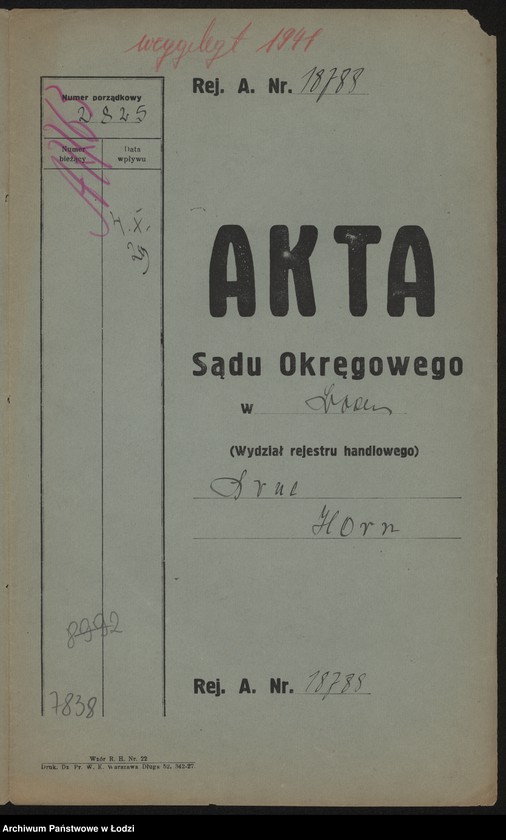 Obraz 2 z jednostki "Srul Horn – sprzedaż materiałów piśmiennych i wyrobów tytoniowych"