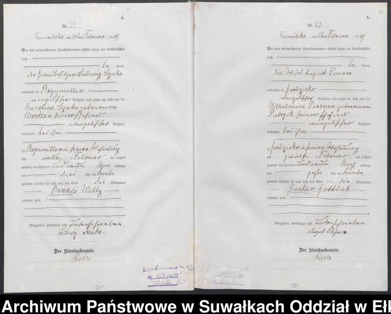 image.from.unit.number "[Geburts-Haupt-Register des Königlichen Preussischen Standes-Amtes Kumilsko Kreis Johannisburg]"
