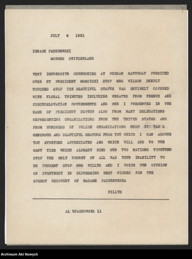 image.from.unit.number "Willys John N. (ambasador Stanów Zjednoczonych AP w Polsce); Załączniki: kopia telegramu J.N. Willys