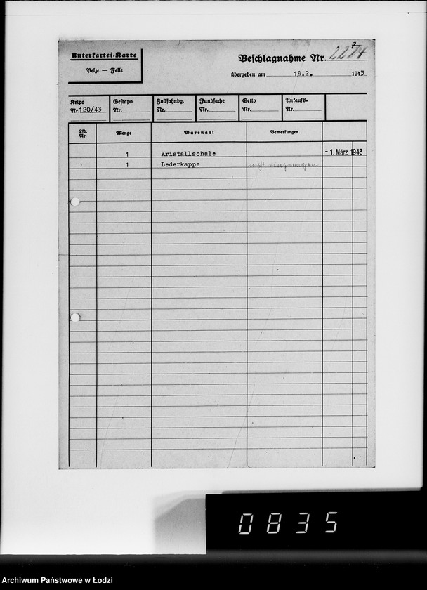 image.from.unit.number "Allgemeine Rechnungen. Durchschläge nr 5. [Kartoteka i zestawienia skonfiskowanych przedmiotów]"