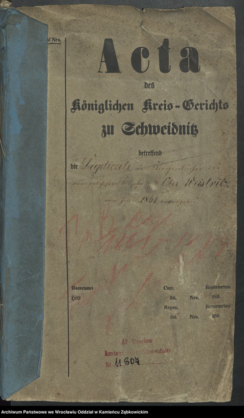 image.from.unit.number "Amtsgericht Schweidnitz Duplicate der Kirchenbücher der katholische und evang. Kirche von Ober Weistritz"