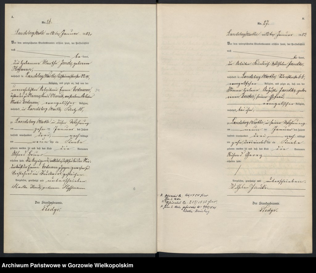 Obraz 16 z jednostki "Geburts Register"