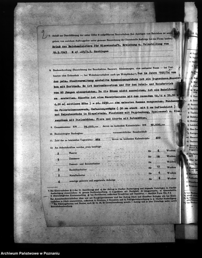 Obraz 6 z jednostki "Umbau und Einrichtung der Heimoberschulen in Gostingen, Łagiewniki, Schrimm, Schroda"