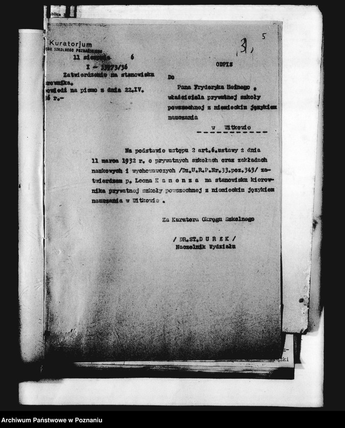 Obraz 8 z jednostki "Prywatna Szkoła Powszechna z niemieckim językiem nauczania w Witkowie, powiat Gniezno"