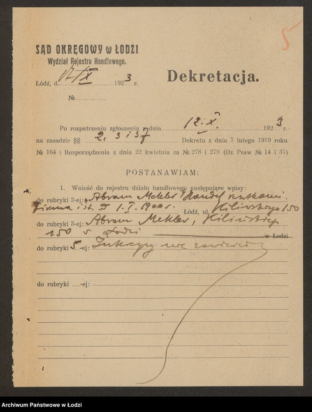 Obraz 7 z jednostki "Mekler Abram- handel resztkami"