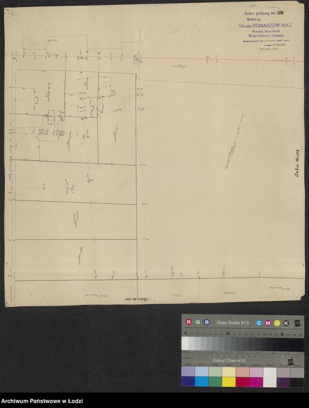 Obraz 1 z jednostki "Szkic polowy Nr 156 Sekcja: miasto Tomaszów Mazowiecki powiat brzeziński województwo łódzkie"