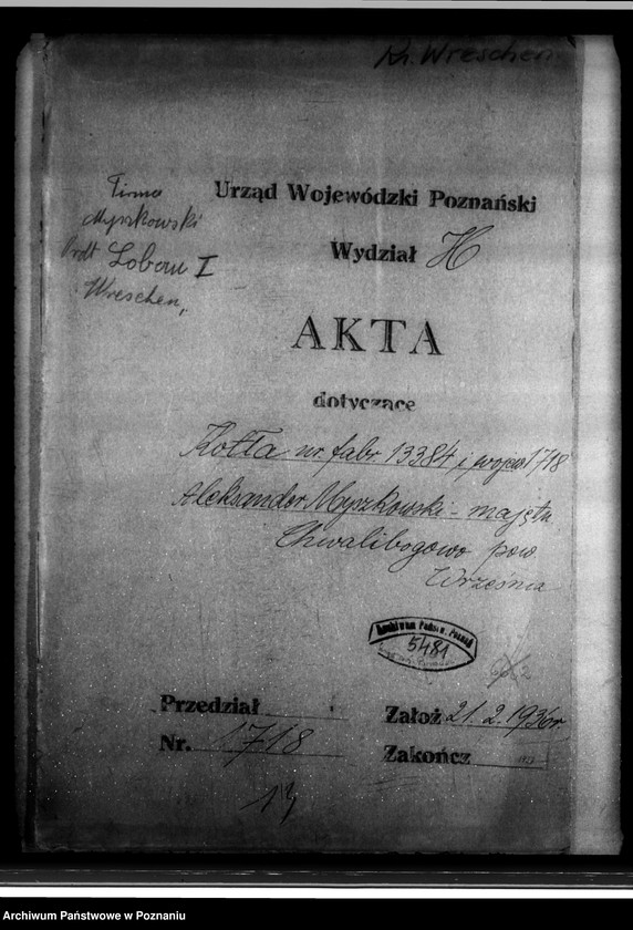 Obraz 4 z jednostki "Majętność Chwalibogowo powiat wrzesiński własność A. Myszkowski nr woj. kotła 1718"