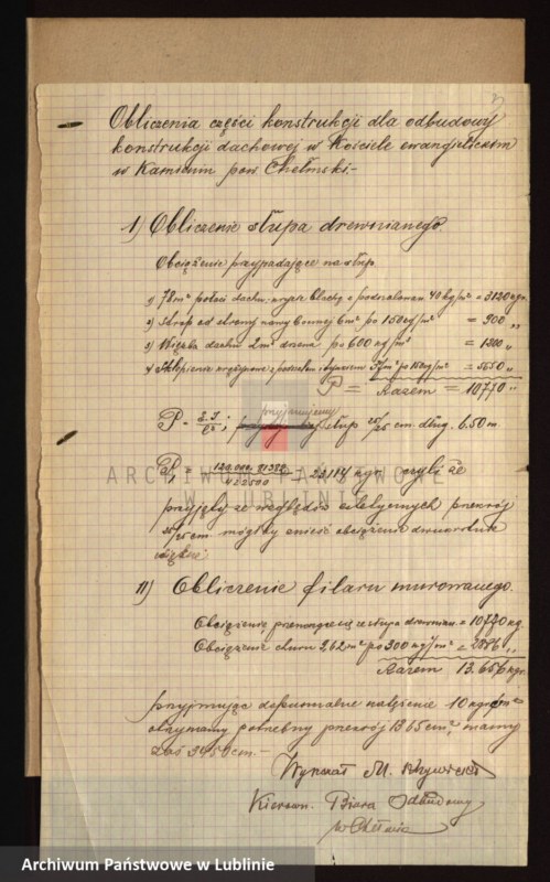 image.from.unit.number "[Projekt konstrukcji dachowej na kościele ewangelickim w Kamieniu, pow. Chełmski]"