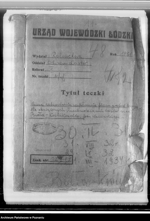 Obraz 4 z jednostki "Sprawa zatwierdzenia uzupełnienia planu gospodarstwa leśnego dla obciążonych służebnościami lasów majątku Biała-Królikowska powiatu konińskiego"