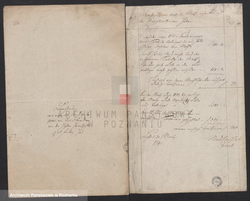 Obraz 17 z jednostki "Berechnung wieveil die Stadt Lissa an Czopowe vor das herrschaftliche Bier und Branntwein gezahlt hat; język niemiecki"