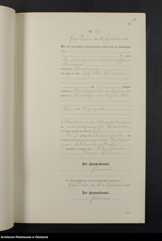 image.from.unit.number "Sterbe-Neben-Register Nr 1 - 22"