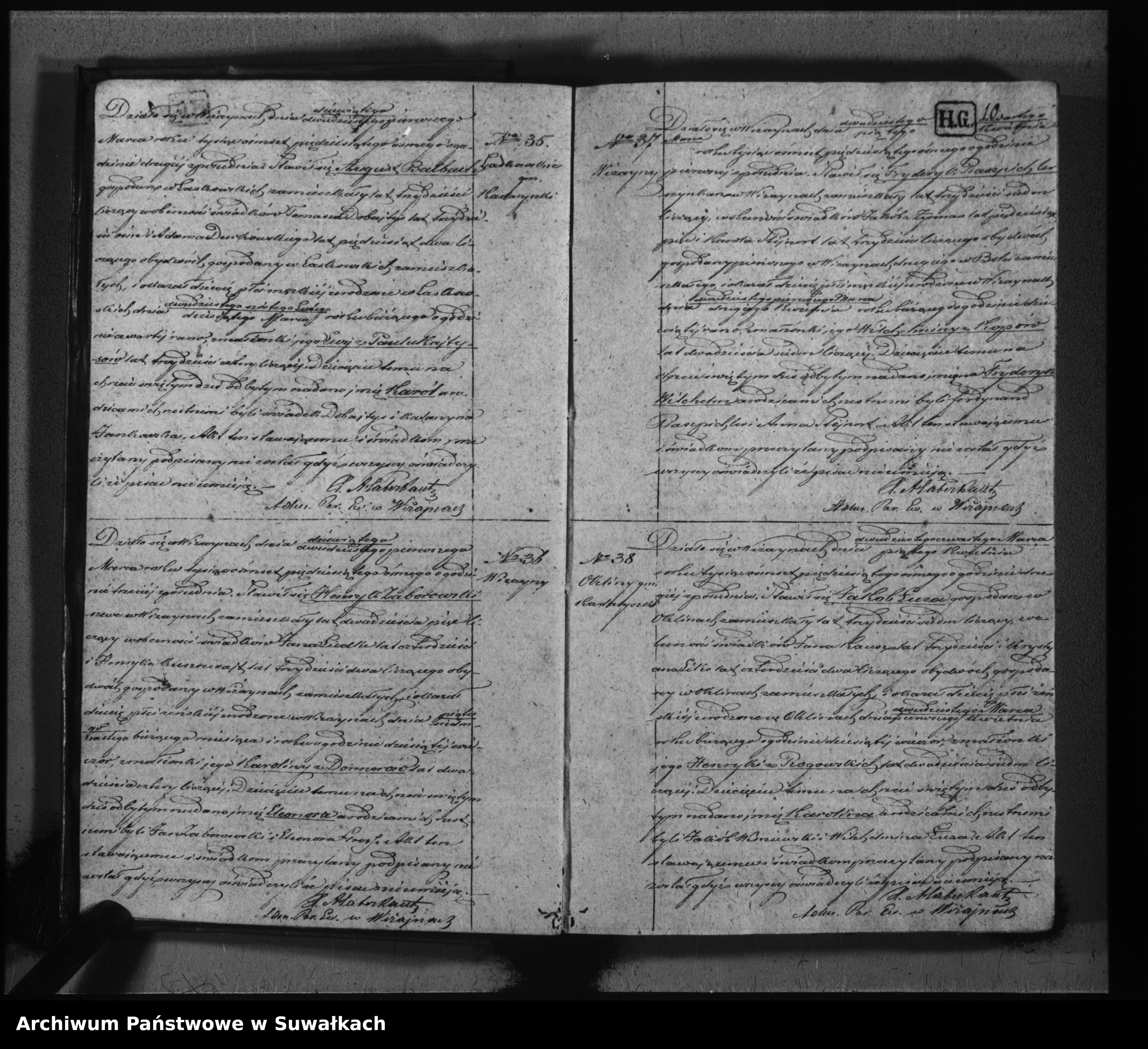 Skan z jednostki: Duplikat do zapisywania aktów ślubów, urodzonych i zmarłych w Parafii Ew.-Augsburskiej Wiżajńskiej za rok 1958