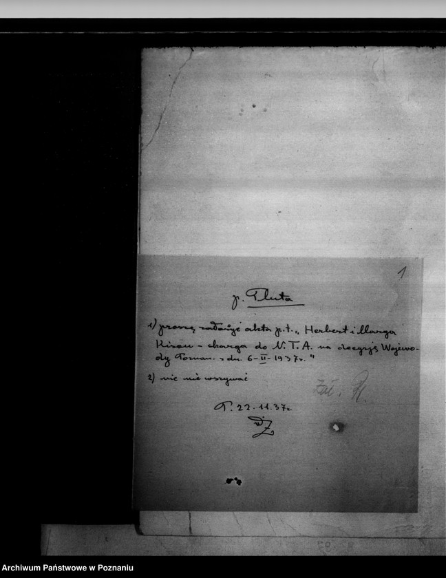 Obraz 5 z jednostki "Herbert i Maria Kisonowie Skarga do N.T.A. na decyzję Wojewody Poznańskiego z dnia 6.II.1937 r. odmowa na przewłaszczenie"