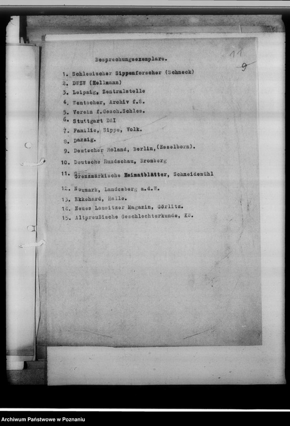 Obraz 16 z jednostki "[Korespondencja w sprawie wydawnictwa pod tytułem: Zeitschrift für ostdeutsche Sippenforschung]"