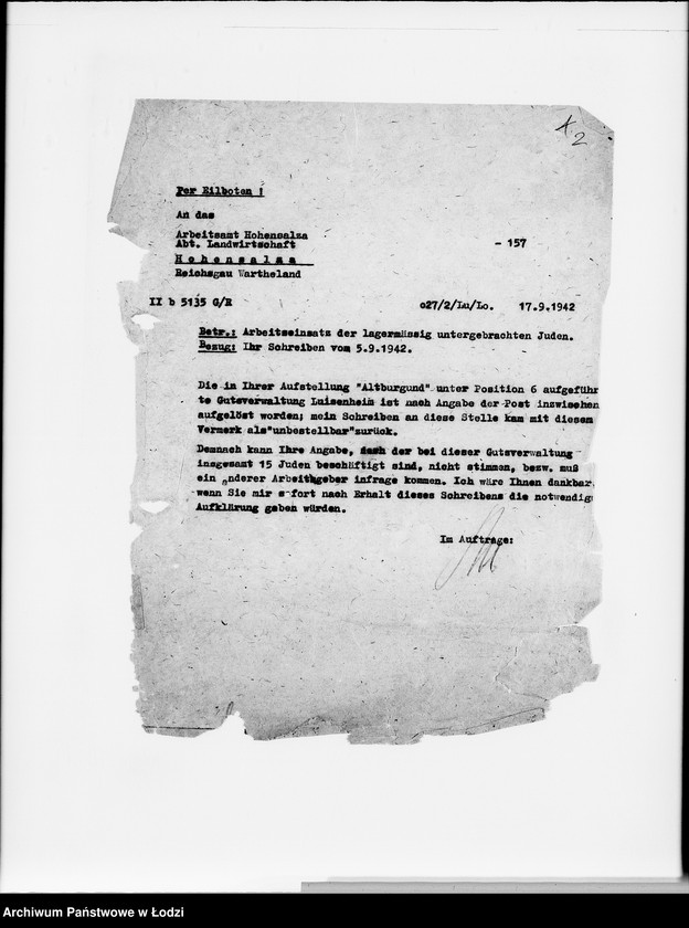 Obraz 5 z jednostki "Sonderkonto 12300. Arbeitsamt Gnesen, Arbeitsamt Hohensalza Judenlager: Montwy- (Kreis Hohensalza), Grossendorf-(Kreis Hohensalza), Bilsko, Mogilno, Olscha, Bornheim u.Schlabau, Wiesengrund, Hinterwalden, Neuwelt."