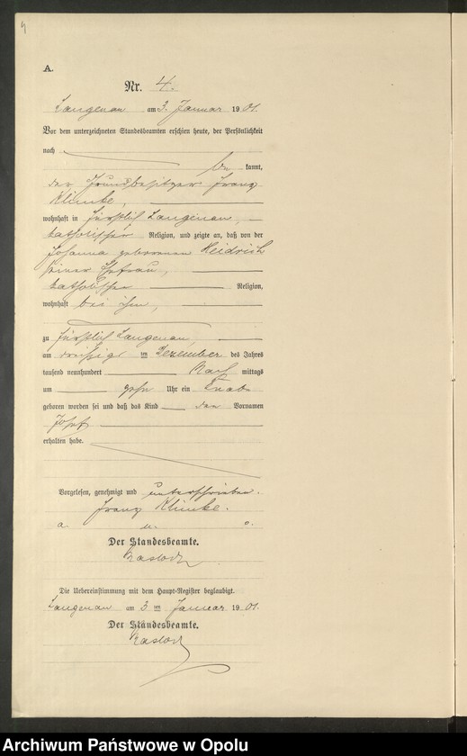 image.from.unit.number "Geburts-Neben-Register Standesamts Langenau pro 1901"