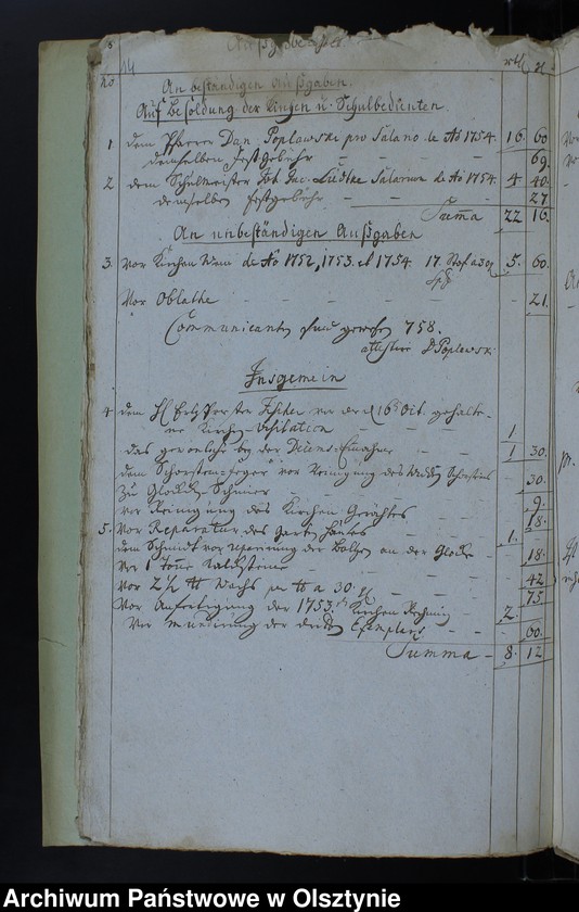 image.from.unit.number "Jahr Kirchen Rechnung der Waltersdorfschen Kirche aller Einnahme und Ausgabe wie auch Bau-Rechnung"