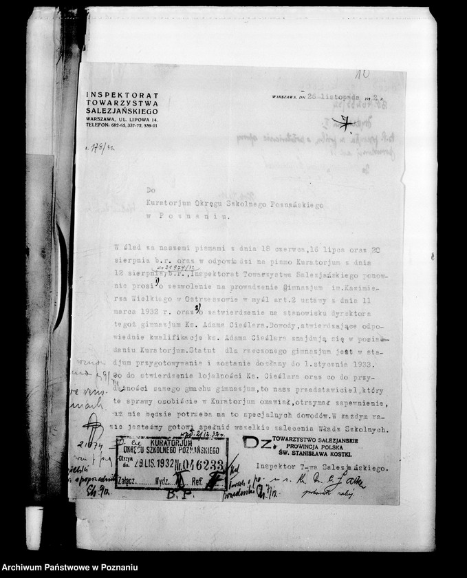 Obraz 13 z jednostki "Prywatne Liceum Męskie Towarzystwa Salezjańskiego- Marszałki- [protokoły powizytacyjne, sprawozdania roczne szkoły]"