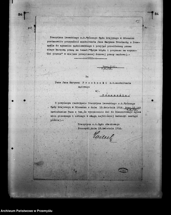 image.from.collection.number "Jan Marian Prochazka - prezes Sądu Okręgowego w Przemyślu"