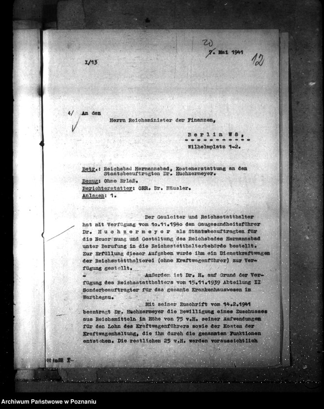 Obraz 16 z jednostki "Staatsbeauftragter für Hermannsbad. Kostenerstattung, Grundsätze"