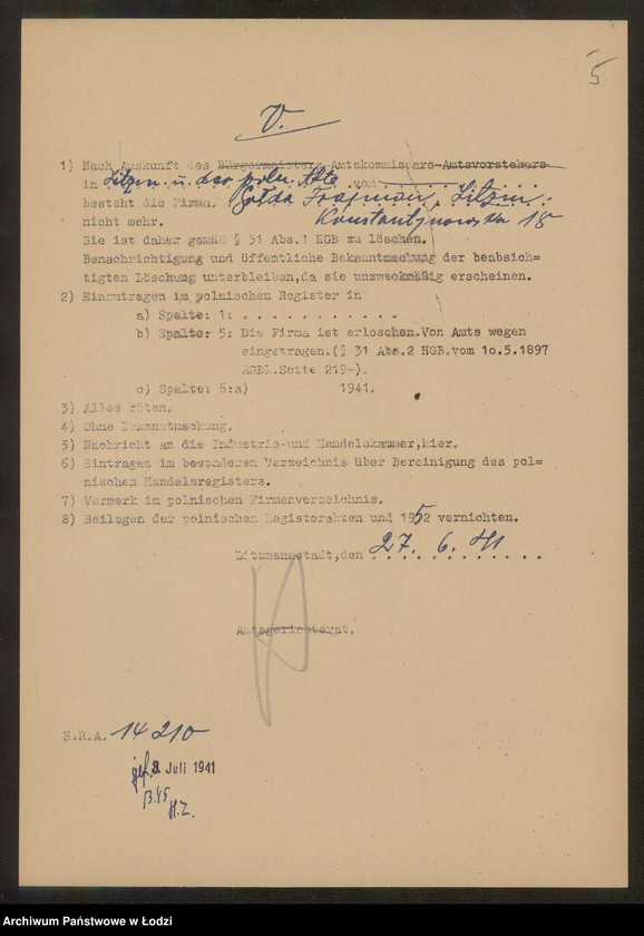 Obraz 7 z jednostki "Gołda Rajzla Frajman- sklep spożywczy"