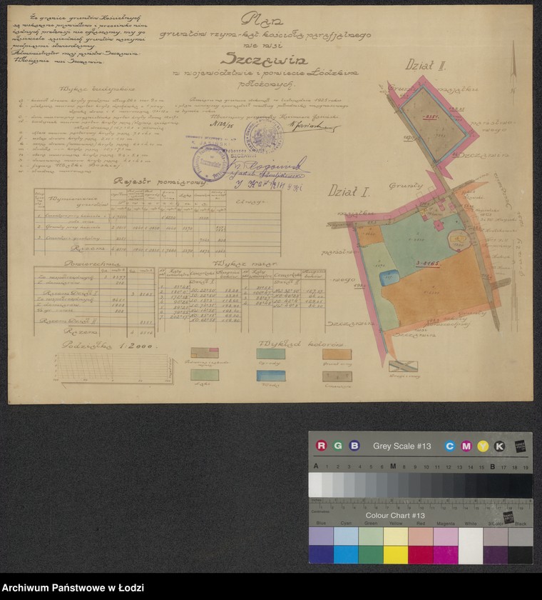 Obraz 1 z jednostki "Plan gruntów rzymsko-katolickiego kościoła parafialnego we wsi Szczawin ..."