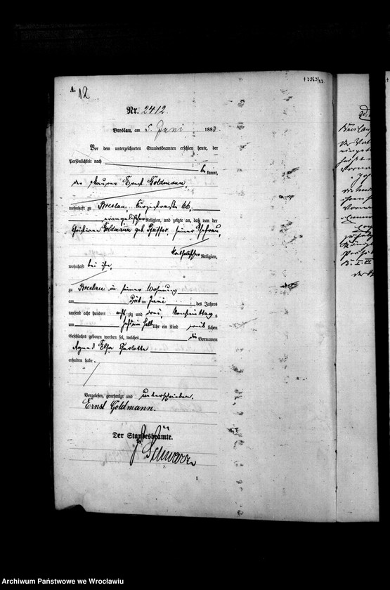 image.from.unit.number "Geburts-Haupt-Register Breslau II 1883 Band 7"