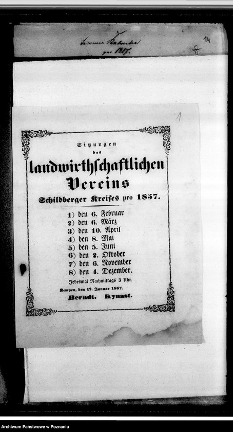 image.from.unit.number "Acta des landwirtschaftlichen Vereins Schildberger Kreises- korespondencja"