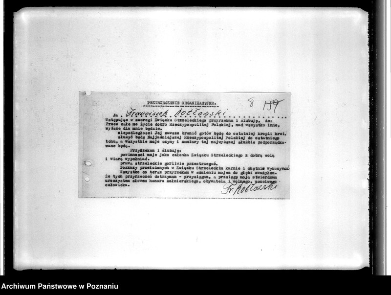 image.from.unit.number "Przyrzeczenia organizacyjne, spisy strzelców i inne pisma o charakterze personalnym Komendy Powiatowej w Koninie"