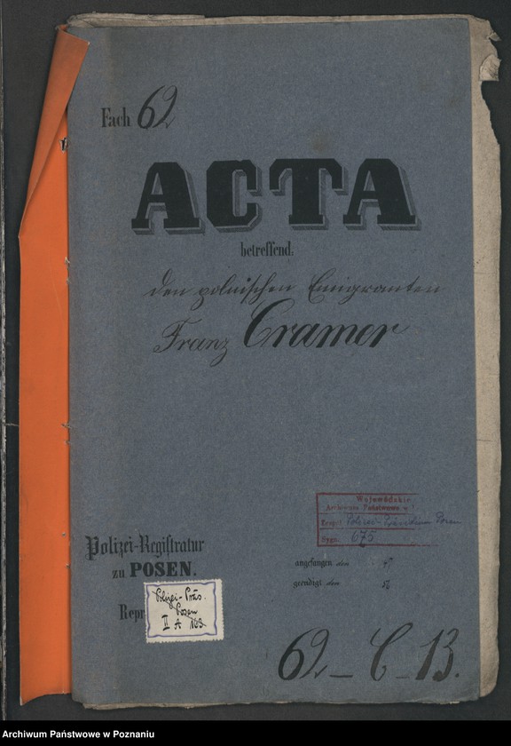 Obraz 2 z jednostki "A. betr. Franz Cramer, stud. theol. et phil. aus Posen zeitweilig beim Gutsbesitzer Xaver von Zakrzewski in Ciechowo"