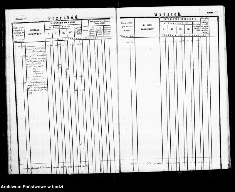 Obraz 17 z jednostki "Regestr przychodu i wydatku funduszów przechodnich i depozytowych kasy ekonomicznej m. Łodzi na r. 1858"