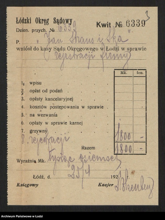 Obraz 5 z jednostki "Jan Strauss, Bronisław Macner - Dom Handlowy Jan Strauss i S-ka - handel wszelkimi towarami, a w szczególności ziemiopłodami"