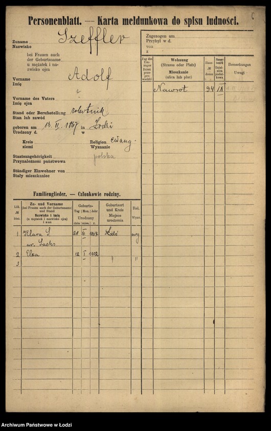 Obraz 8 z jednostki "[Spis ludności Łodzi] Szeferkiewicz-Szemraj"