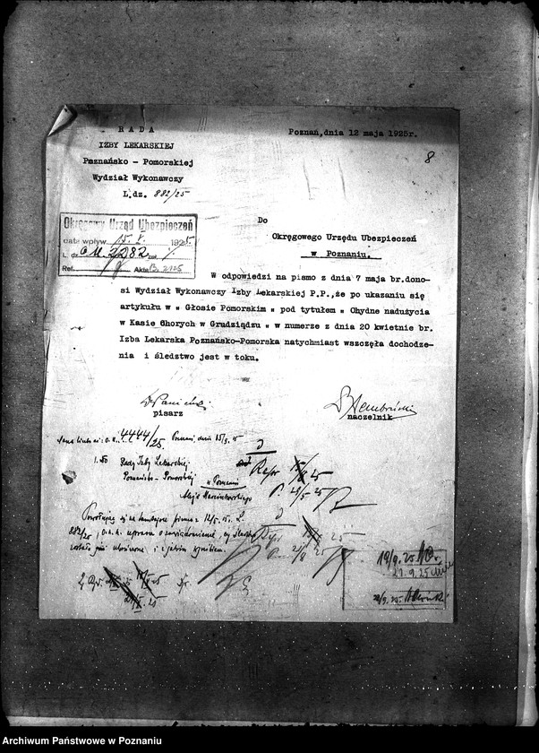 Obraz 11 z jednostki "Sprawy lekarzy [umowy i korespondencja] Okręg. Urząd Ubezpiecz."