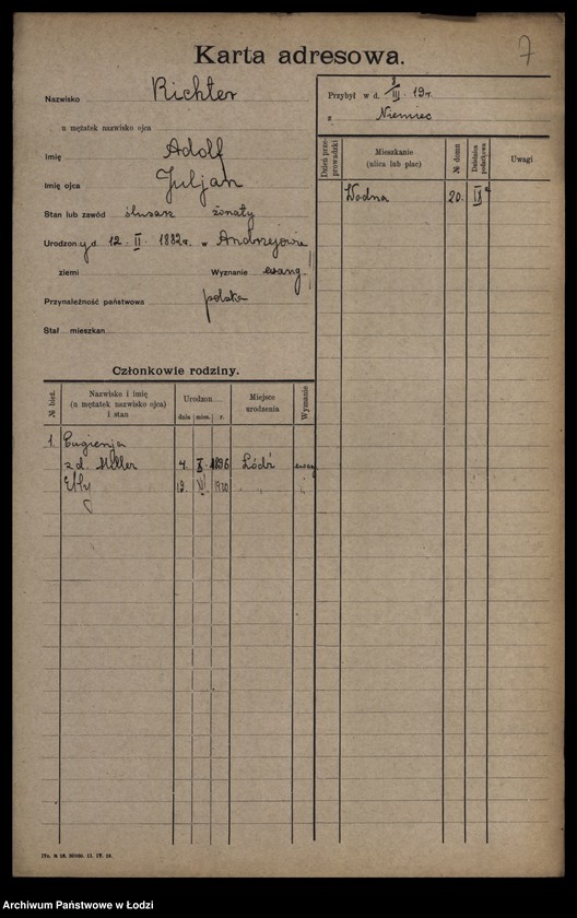 Obraz 9 z jednostki "[Spis ludności Łodzi] Richter"