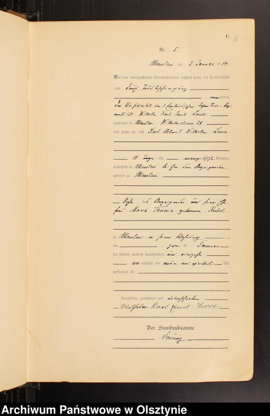 image.from.unit.number "Sterbe-Haupt-Register Tom I, Nr 1-600"