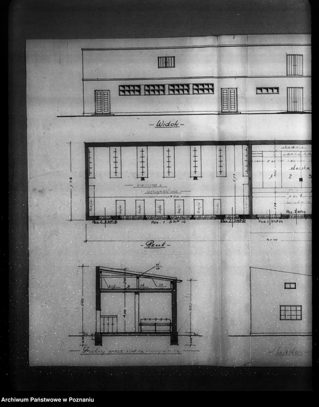 Obraz 9 z jednostki "/Projekt szatni, stajni, wozowni, i składnicy na butle tlenowe na terenie I Oddziału Fabryki H. Cegielskiego w Poznaniu/"