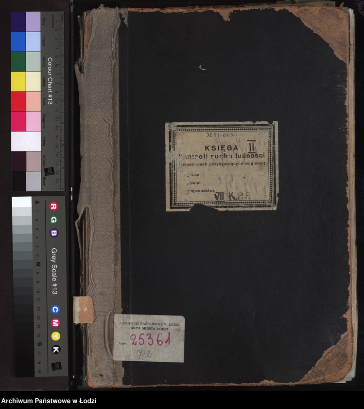 Obraz 1 z jednostki "Księga kontroli ruchu ludności (rejestr osób przybywających do gminy) Łódź, komisariat VII, ks. II, nr 3051-6051"