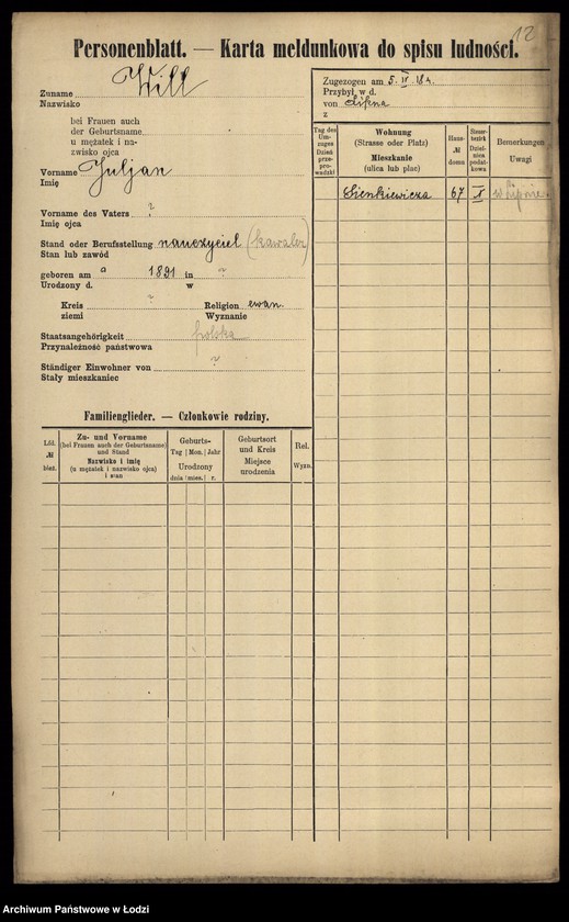 Obraz 14 z jednostki "[Spis ludności Łodzi] Wiktoszewska - Wilde"