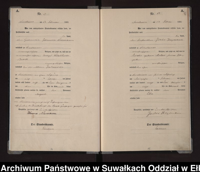 Obraz 11 z jednostki "Geburts-Haupt-Register des Königlich Preussischen Standes-Amtes Stadt Nicolaiken Kreis Sensburg"