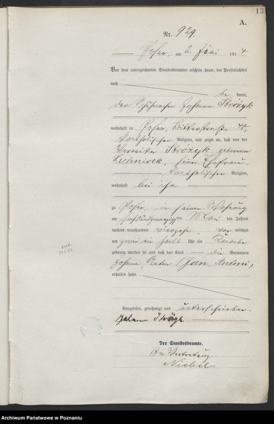 Obraz 15 z jednostki "Księga miejscowa urodzeń tom III[Rejestr główny urodzeń]"