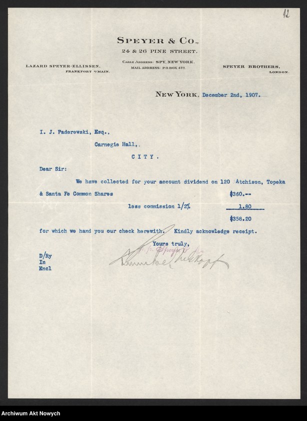 image.from.unit.number "Spyer and Co. (New York) Korespondencja, zestawienia"
