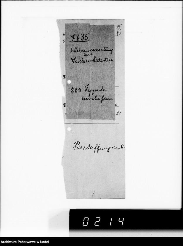 Obraz 14 z jednostki "Warenverwertung am Lager 99. [Aufträge] 7601-7640"